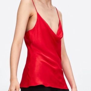 Red silk cami